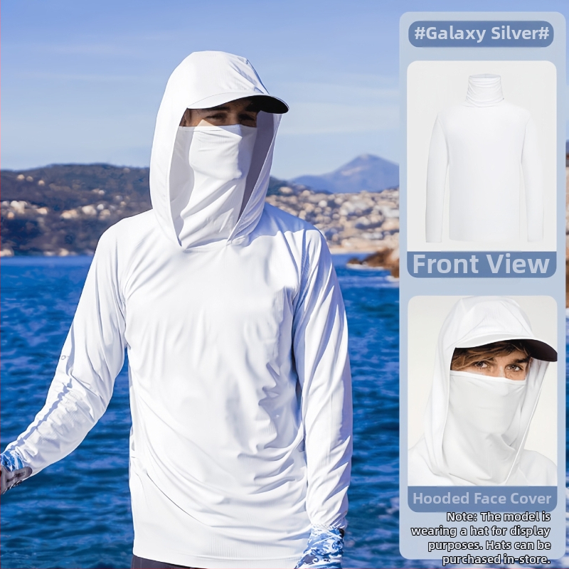 Meeste kamuflaažiline kalastus päikesekaitse jope — väga õhuke Ice Silk, hingav polüester, kapuutsiga, suvi