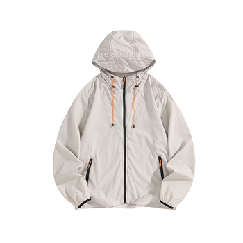 Unisex sportlik jope kapuutsiga, hingav 100% nailon, UPF50+ päikesekaitse, suveline mudel, tõmblukuga