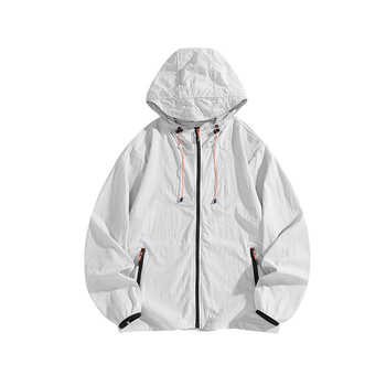 Unisex sportlik jope kapuutsiga, hingav 100% nailon, UPF50+ päikesekaitse, suveline mudel, tõmblukuga