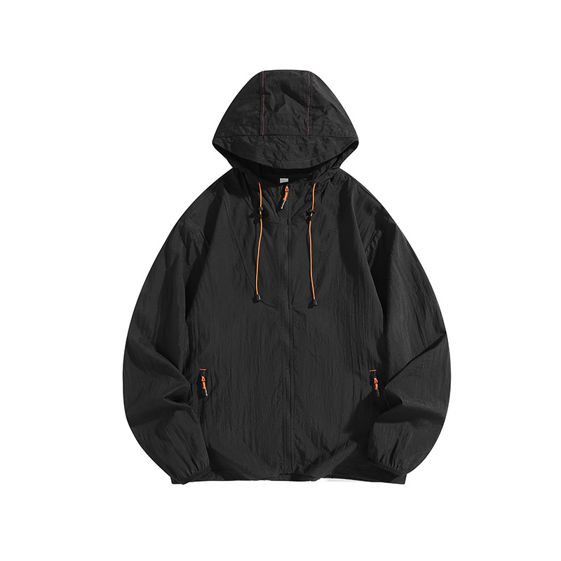 Unisex sportlik jope kapuutsiga, hingav 100% nailon, UPF50+ päikesekaitse, suveline mudel, tõmblukuga