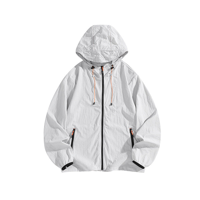 Unisex sportlik jope kapuutsiga, hingav 100% nailon, UPF50+ päikesekaitse, suveline mudel, tõmblukuga