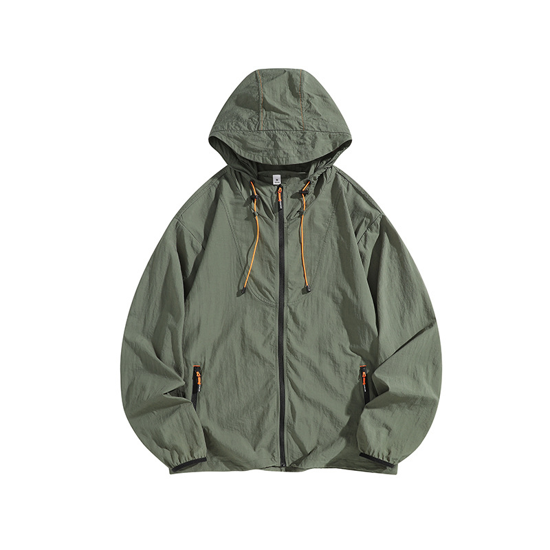 Unisex sportlik jope kapuutsiga, hingav 100% nailon, UPF50+ päikesekaitse, suveline mudel, tõmblukuga