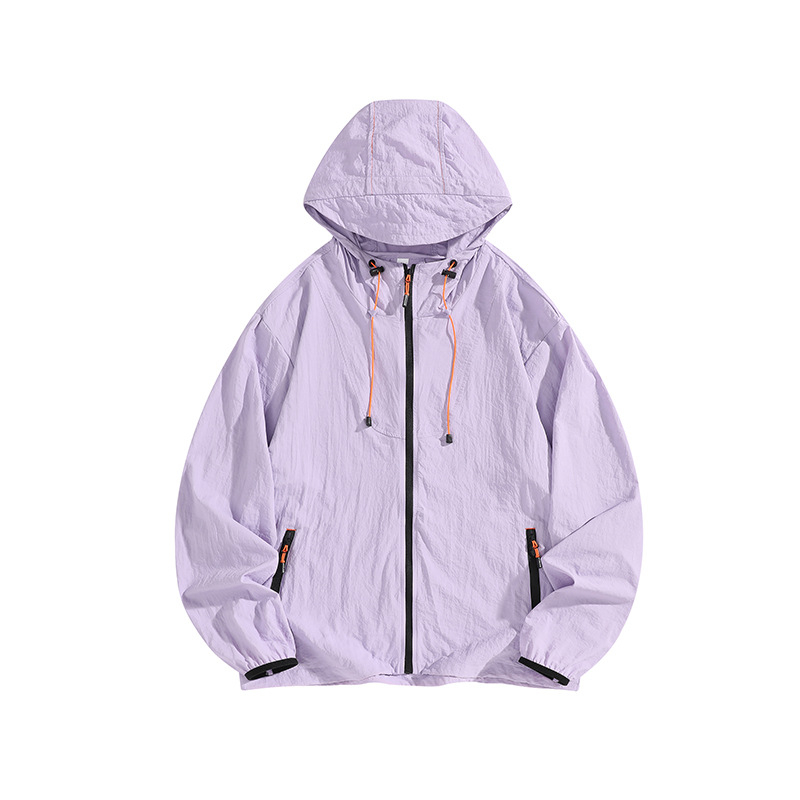 Unisex sportlik jope kapuutsiga, hingav 100% nailon, UPF50+ päikesekaitse, suveline mudel, tõmblukuga