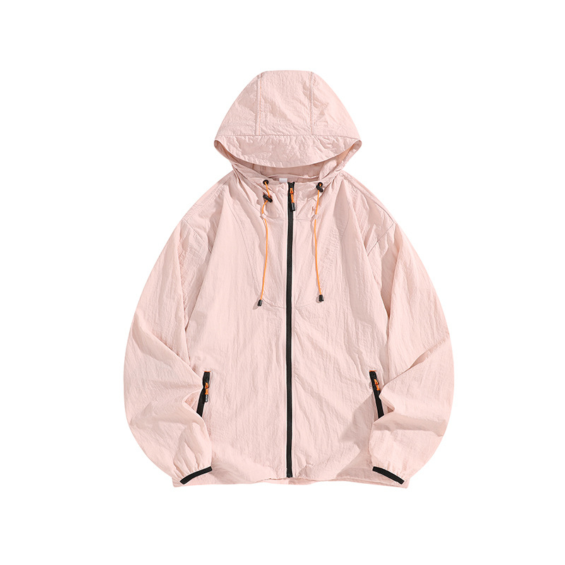 Unisex sportlik jope kapuutsiga, hingav 100% nailon, UPF50+ päikesekaitse, suveline mudel, tõmblukuga