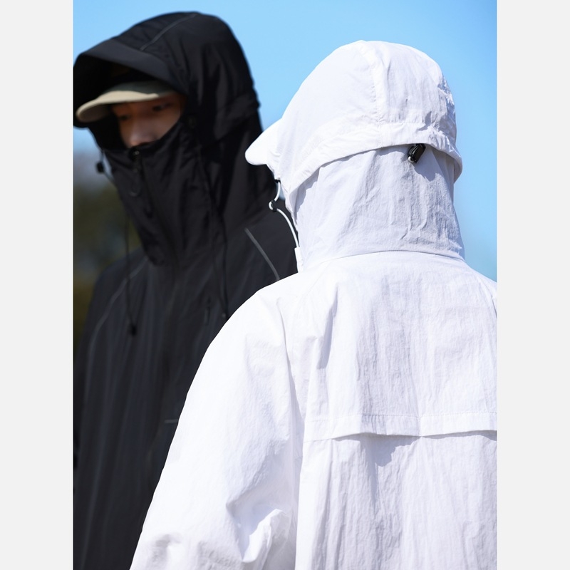 Lauko vėjo striukė – unisex, su gobtuvu, UPF100+ UV apsauga, kvėpuojanti ir greitai džiūstanti, nailono audinys