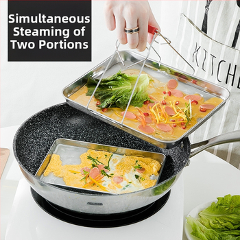 Stačiakampė garų plokštė iš 304 nerūdijančio plieno Dim Sum ir ryžių rulonėliams | lygus dugnas, elektroplatinė danga, su spauda logotipas