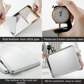 Stačiakampė garų plokštė iš 304 nerūdijančio plieno Dim Sum ir ryžių rulonėliams | lygus dugnas, elektroplatinė danga, su spauda logotipas