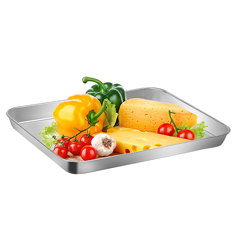 Stačiakampė garų plokštė iš 304 nerūdijančio plieno Dim Sum ir ryžių rulonėliams | lygus dugnas, elektroplatinė danga, su spauda logotipas