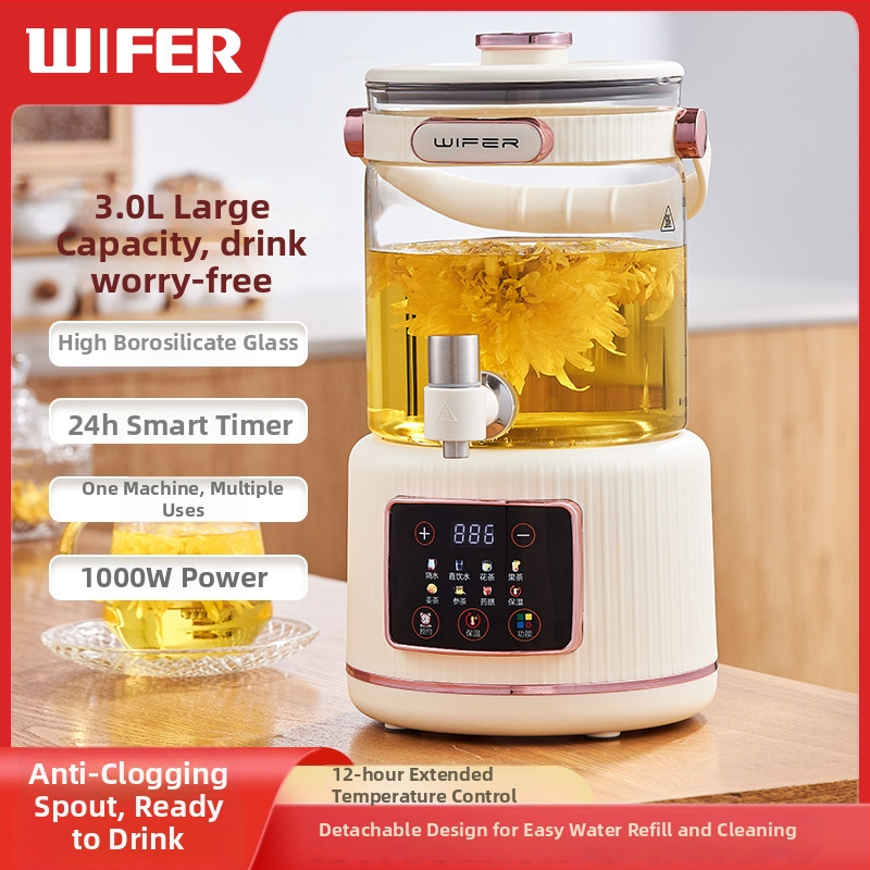 Fierbător electric de apă cu rezervor interior din sticlă, capacitate 3–4 L, control tactil, termostat digital, oprire automată și menținerea căldurii