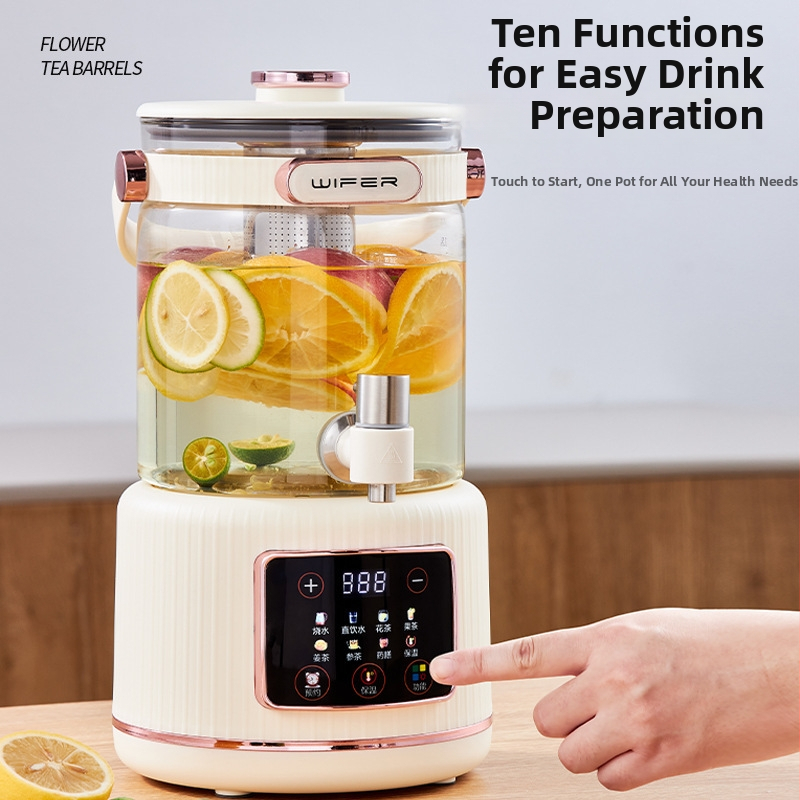 Fierbător electric de apă cu rezervor interior din sticlă, capacitate 3–4 L, control tactil, termostat digital, oprire automată și menținerea căldurii