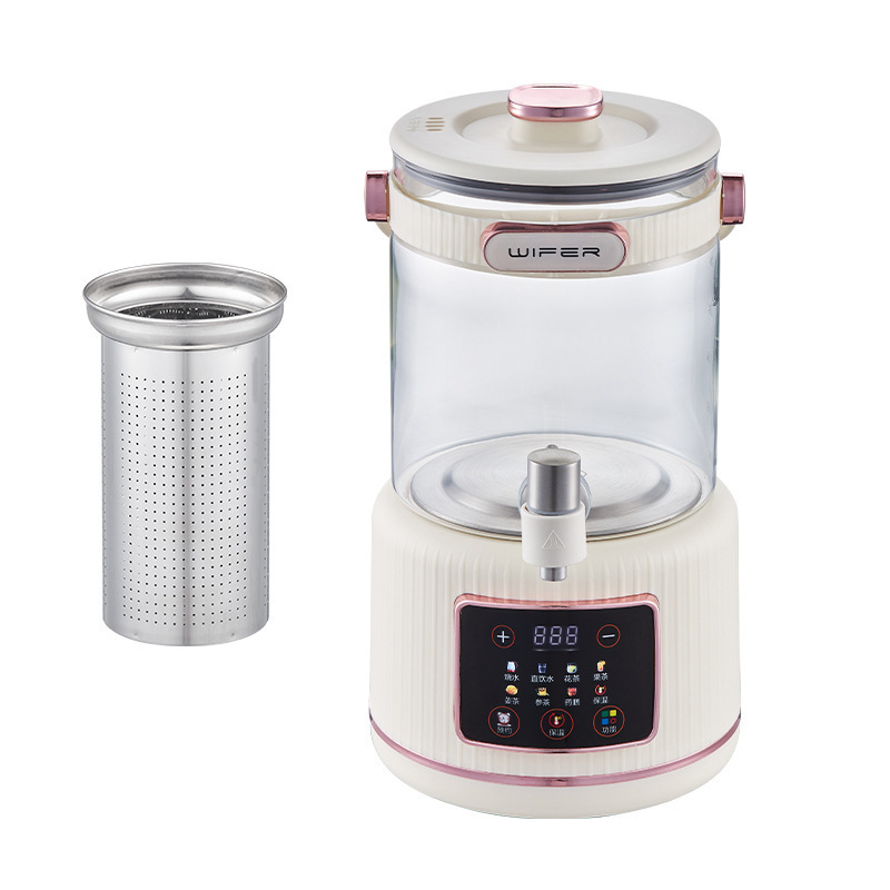 Fierbător electric de apă cu rezervor interior din sticlă, capacitate 3–4 L, control tactil, termostat digital, oprire automată și menținerea căldurii