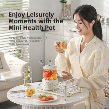 Cană electrică de încălzire cu corp din sticlă borosilicată și vas interior din sticlă (Model YSB-D360, 220V, 360W)