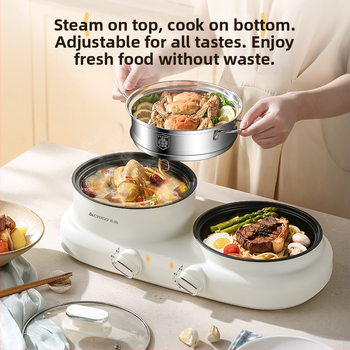 Elektrinis daugiafunkcis karštas puodas viename, 600 W, talpa 2 L, funkcijos: garinimas, kepimas, virimas, troškinimas, karštasis puodas; plastinis korpusas; anti-dry funkcija