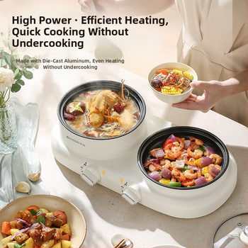 Elektrinis daugiafunkcis karštas puodas viename, 600 W, talpa 2 L, funkcijos: garinimas, kepimas, virimas, troškinimas, karštasis puodas; plastinis korpusas; anti-dry funkcija