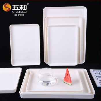 Melamininis stačiakampis arbatos ir desertų padėklas, stora konstrukcija, logotipo spausdinimas, galimas pritaikymas