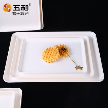 Melamininis stačiakampis arbatos ir desertų padėklas, stora konstrukcija, logotipo spausdinimas, galimas pritaikymas