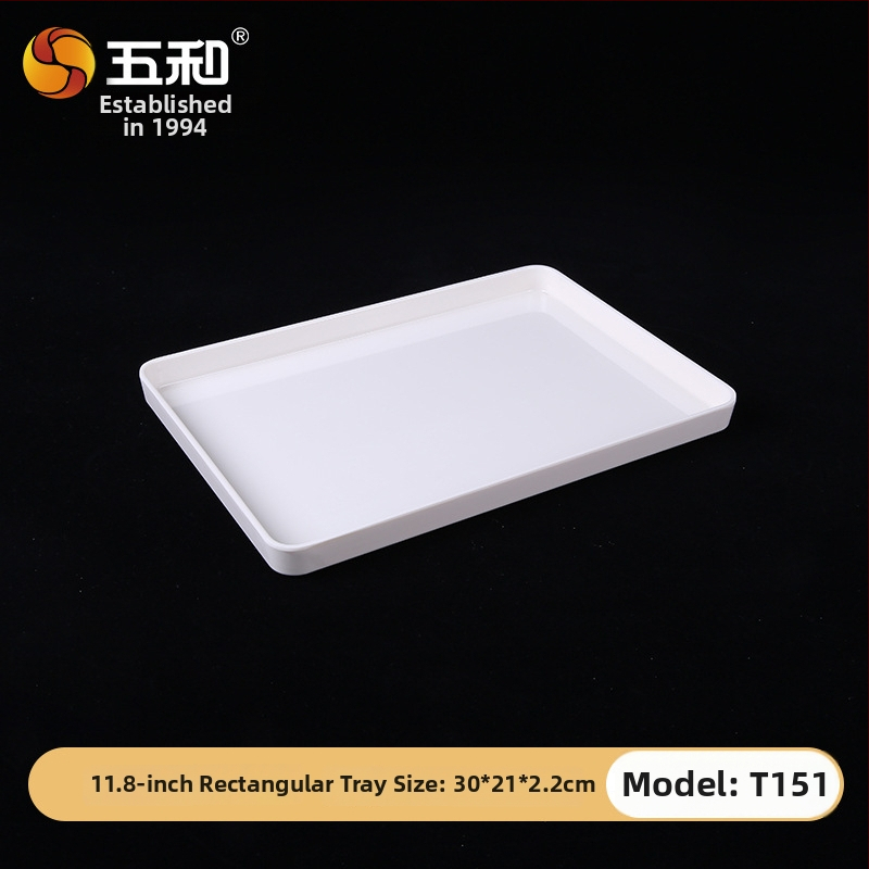 Melamininis stačiakampis arbatos ir desertų padėklas, stora konstrukcija, logotipo spausdinimas, galimas pritaikymas