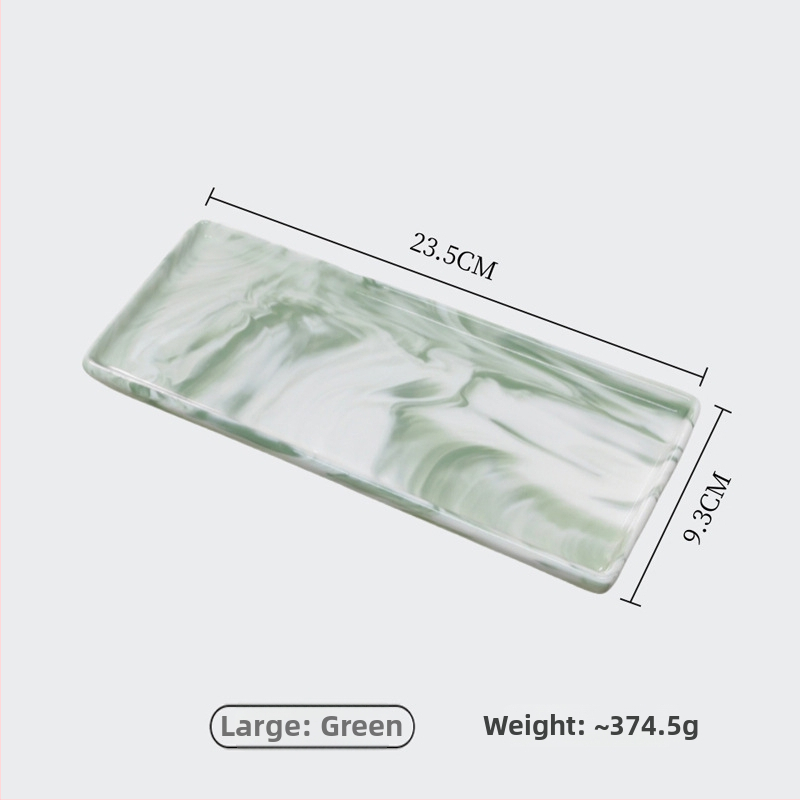 Keraminė kvadratinė plokštelė-padėklas su dryžiais, rankomis dažyta paviršius, šiuolaikinis minimalistinis stilius, tinkama mikrobangų krosninei