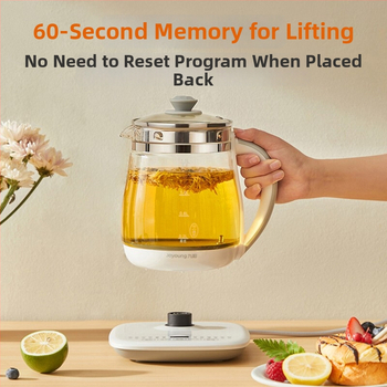 Jiuyang Sveikatos arbatinukas DGD1506BQ, talpa 1–1.5 L, borosilikatinio stiklo korpusas, lietimui jautrus valdymas, skaitmeninis termostatas