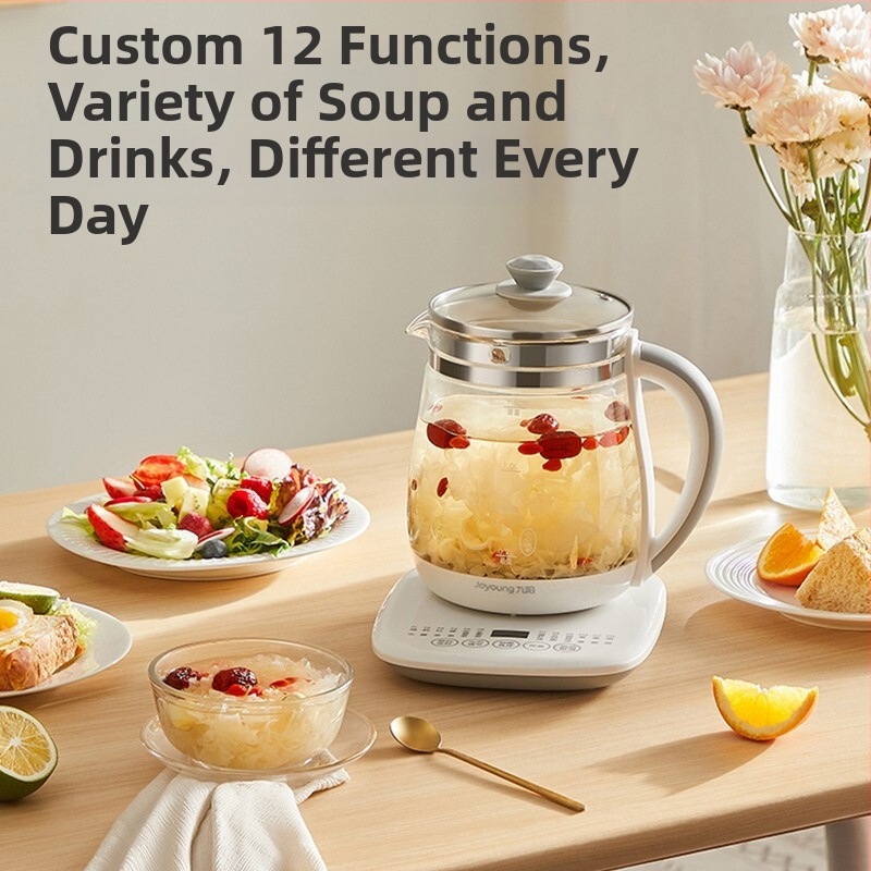 Jiuyang Zdravá kanvica na čaj DGD1506BQ, objem 1-1.5 l, borosilikátové sklo, dotykové ovládanie, digitálny termostat
