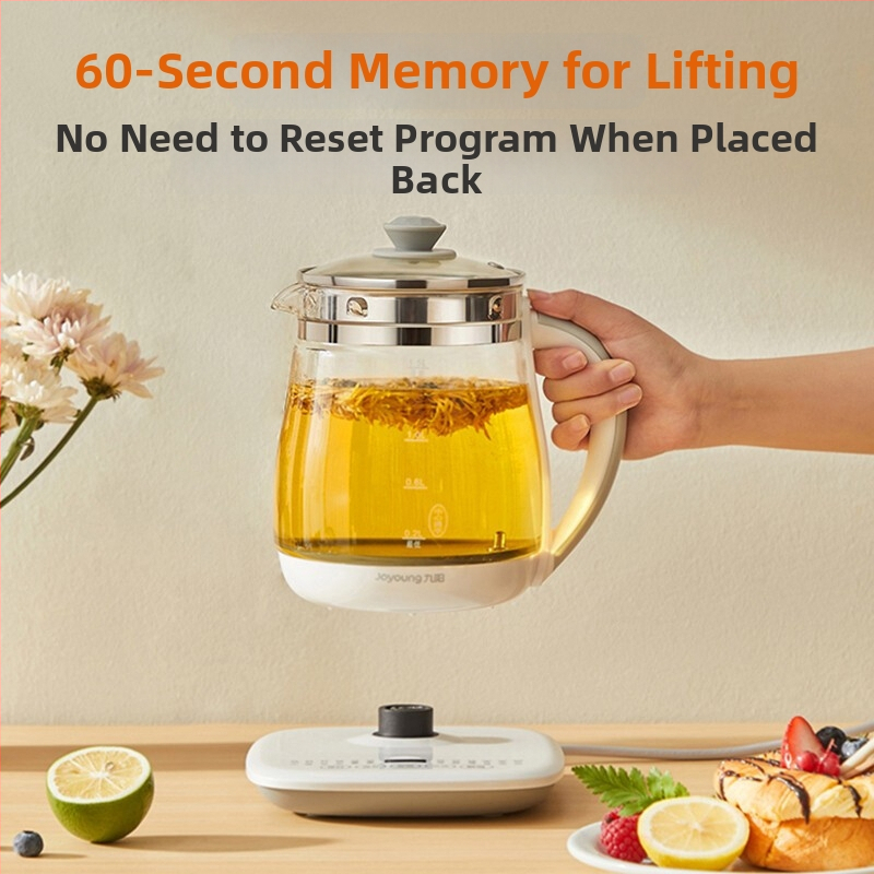Jiuyang Zdravá kanvica na čaj DGD1506BQ, objem 1-1.5 l, borosilikátové sklo, dotykové ovládanie, digitálny termostat