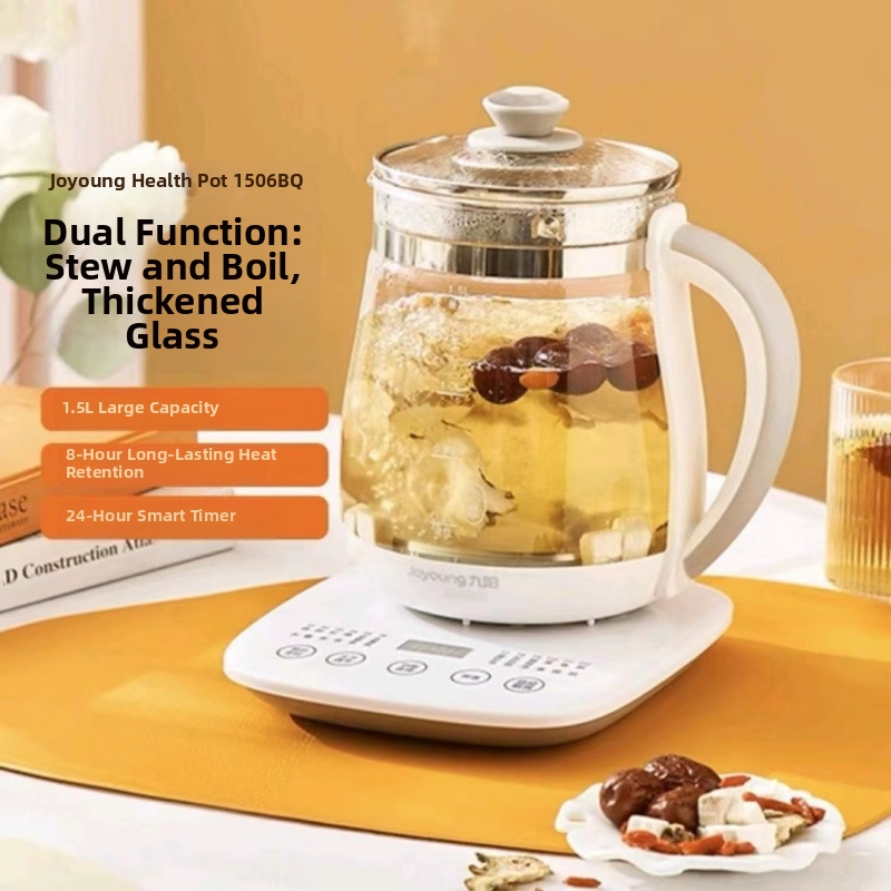 Jiuyang Sveikatos arbatinukas DGD1506BQ, talpa 1–1.5 L, borosilikatinio stiklo korpusas, lietimui jautrus valdymas, skaitmeninis termostatas