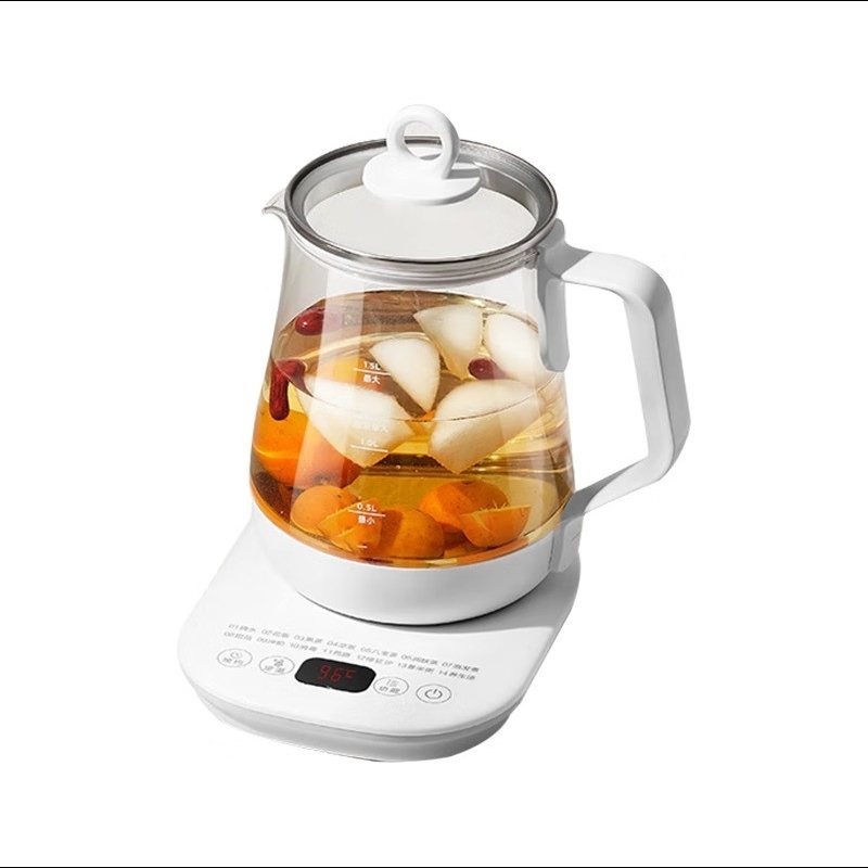 Ceainic de sănătate pentru birou – corp din sticlă borosilicată, 1–1,5 L, 220V, 500–1000W, termostat digital