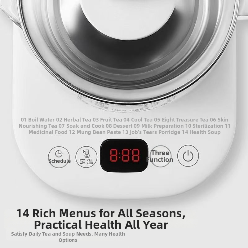 Ceainic de sănătate pentru birou – corp din sticlă borosilicată, 1–1,5 L, 220V, 500–1000W, termostat digital