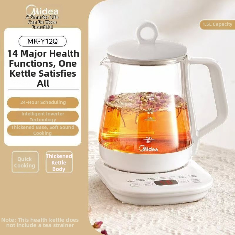 Ceainic de sănătate pentru birou – corp din sticlă borosilicată, 1–1,5 L, 220V, 500–1000W, termostat digital