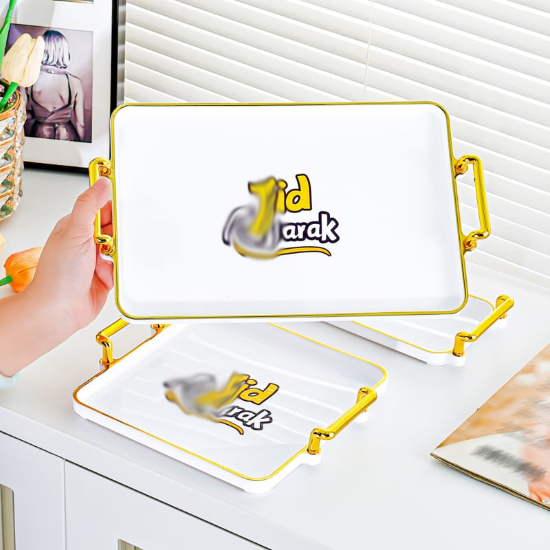 Plastikinė stačiakampė padėklas puodeliams, elektroplatinavimo paviršius, galimas logotipo spausdinimas