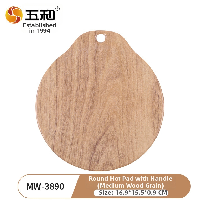 Apvalus stalo kilimėlis Kinijos stiliuje, medžio tekstūra, izoliacija, atsparus aukštai temperatūrai, anti-degimui