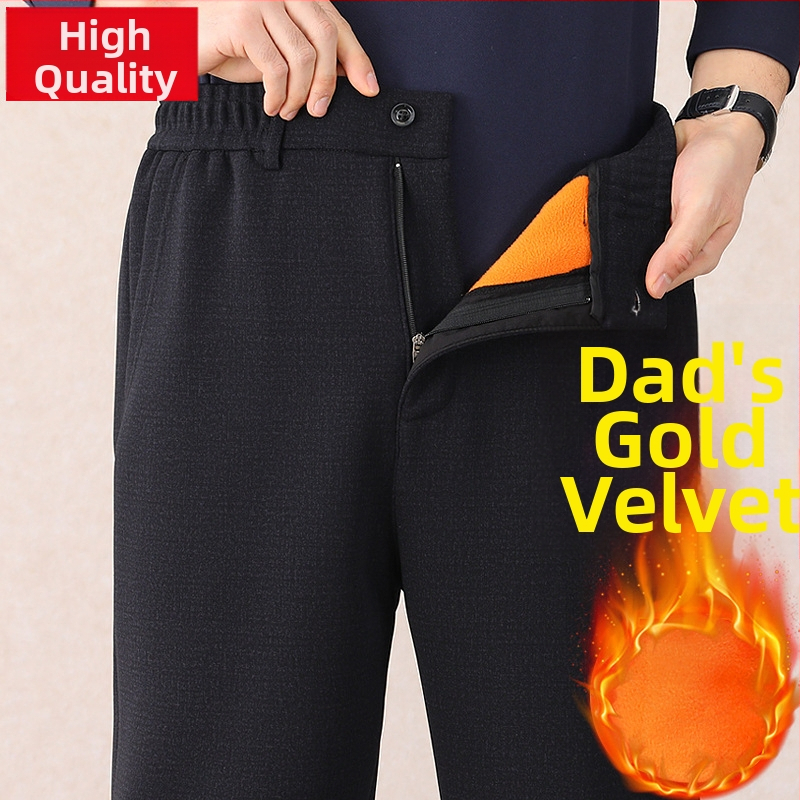 Vanematele meestele mõeldud sirged püksid kõrge vöökoht – lihtne stiil, pikad jalad, kangas keemiliste kiudude segu