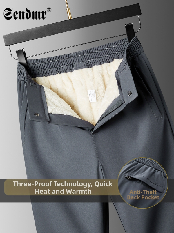 Meeste sirge lõikega püksid, tuule- ja veekindlad, fleece-vooderiga, mikroelastsed, polüester-spandex segu