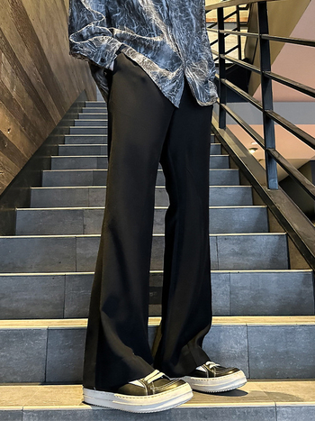 Pantaloni casual largi, căptuți cu fleece, talie medie, iarnă, poliester 97,8%, stil Hong Kong