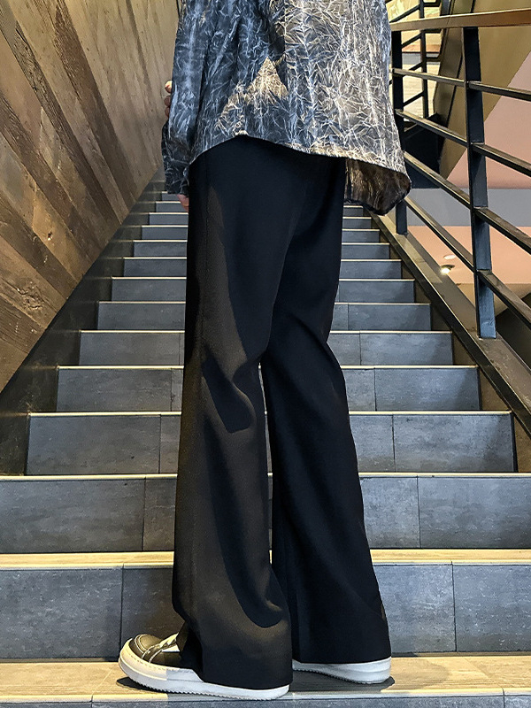 Pantaloni casual largi, căptuți cu fleece, talie medie, iarnă, poliester 97,8%, stil Hong Kong