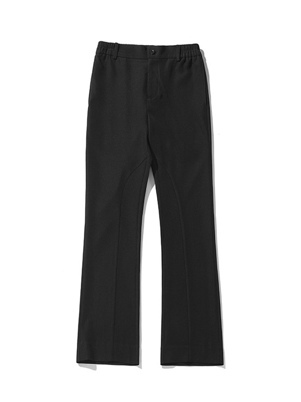 Pantaloni casual largi, căptuți cu fleece, talie medie, iarnă, poliester 97,8%, stil Hong Kong