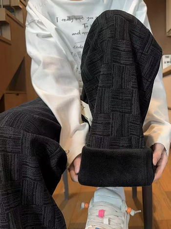 Meeste corduroy fleece'iga voodriga teksad, sirge lõige, talv