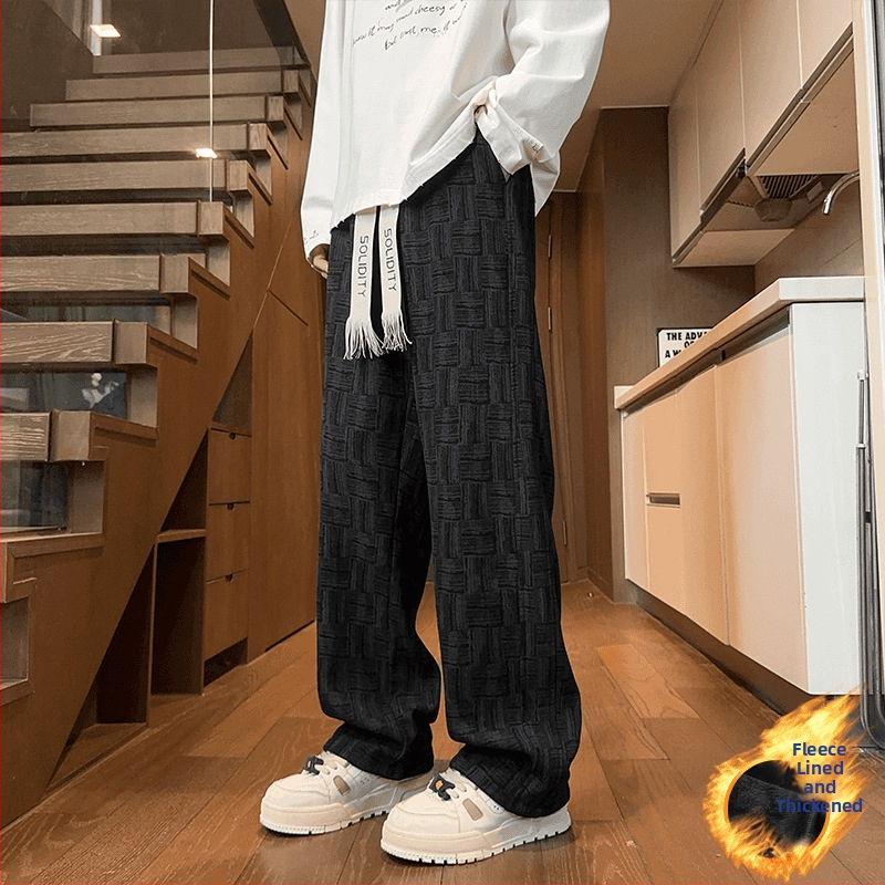 Meeste corduroy fleece'iga voodriga teksad, sirge lõige, talv