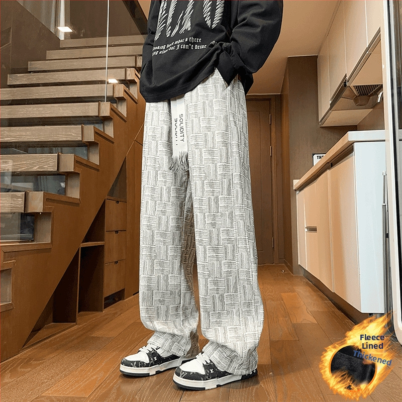 Meeste corduroy fleece'iga voodriga teksad, sirge lõige, talv