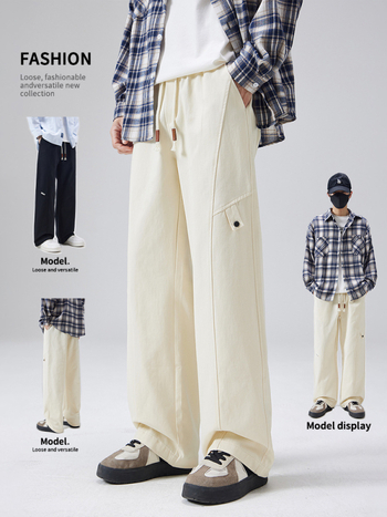 Meeste puuvillased igapäevased püksid talvise fleece voodriga, sirge lõige, keskmine vöökoht, mikroelastsus, moodne stiil