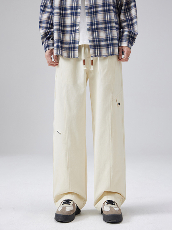 Meeste puuvillased igapäevased püksid talvise fleece voodriga, sirge lõige, keskmine vöökoht, mikroelastsus, moodne stiil