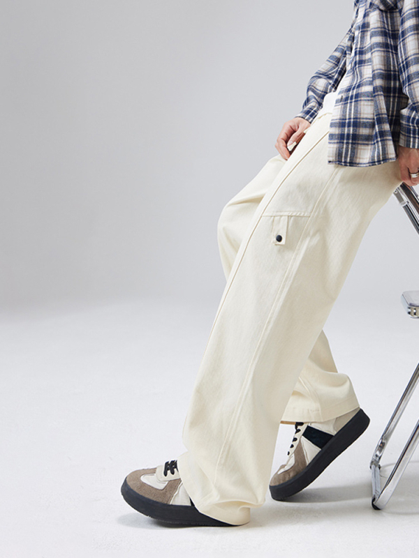 Meeste puuvillased igapäevased püksid talvise fleece voodriga, sirge lõige, keskmine vöökoht, mikroelastsus, moodne stiil