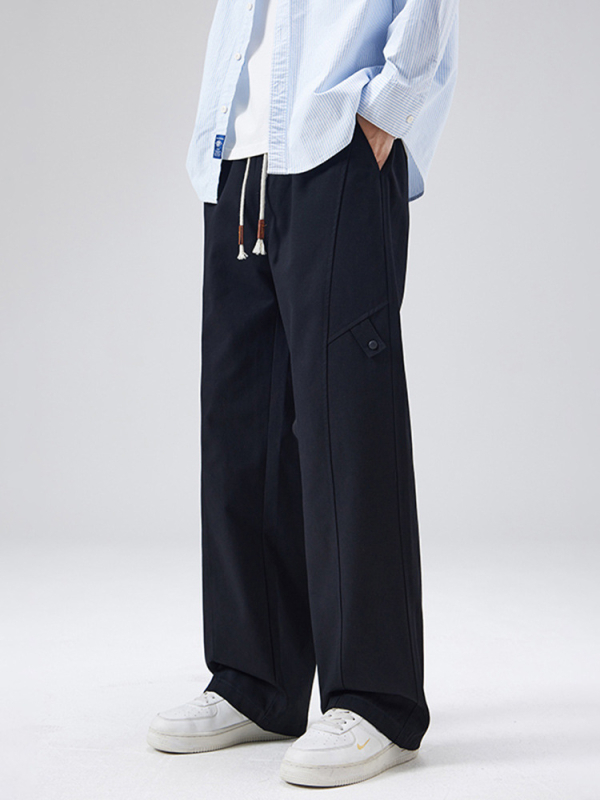 Meeste puuvillased igapäevased püksid talvise fleece voodriga, sirge lõige, keskmine vöökoht, mikroelastsus, moodne stiil