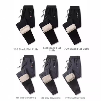 Meeste pikkade pükste fleece vooder, vaba lõige, keskmine vöökoht, polüester, mikroelastsus