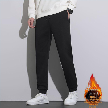 Meeste corduroy püksid fleece-voodriga talveks 2025, sirge lõige, keskmine vöökoht, elastsed, igapäevaseks kandmiseks