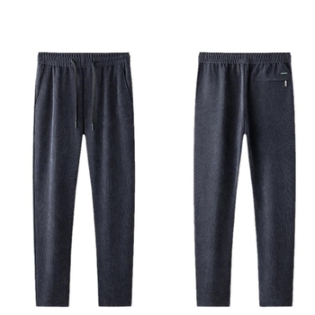 Muške casual hlače - korduroj, fleece podstava, ravni kroj, srednji pojas, zatvaranje šnira, zimske