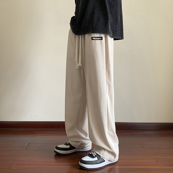 Pantaloni bărbătești corduroy căptuți cu fleece, croială lejeră, talie medie, închidere cu șnur, pentru iarnă