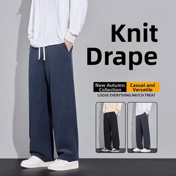 Meeste kootud ruuduline püksid sügistalveks, puuvillane, kõrge vöökohaga, sirge lõige, pikad