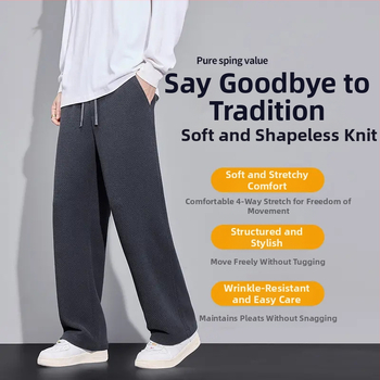 Meeste kootud ruuduline püksid sügistalveks, puuvillane, kõrge vöökohaga, sirge lõige, pikad