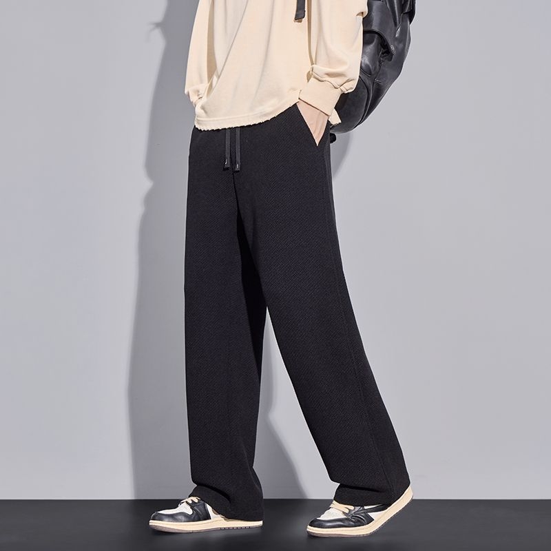 Meeste kootud ruuduline püksid sügistalveks, puuvillane, kõrge vöökohaga, sirge lõige, pikad